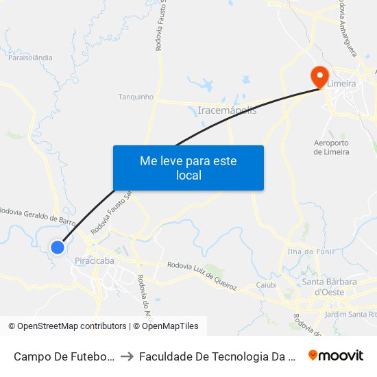 Campo De Futebol - Jupiá to Faculdade De Tecnologia Da Unicamp - Ft map