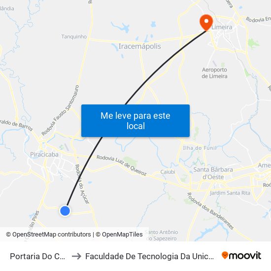 Portaria Do Ceasa to Faculdade De Tecnologia Da Unicamp - Ft map