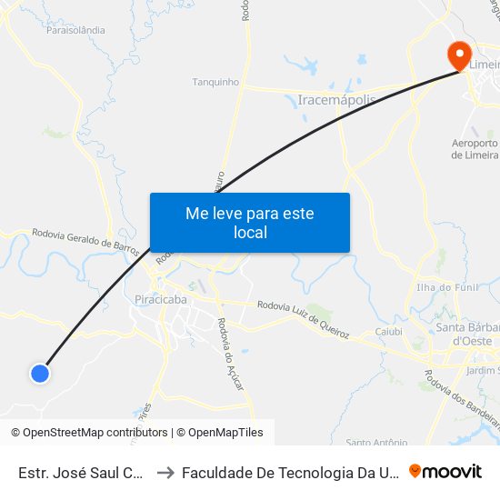 Estr. José Saul Chinelato to Faculdade De Tecnologia Da Unicamp - Ft map