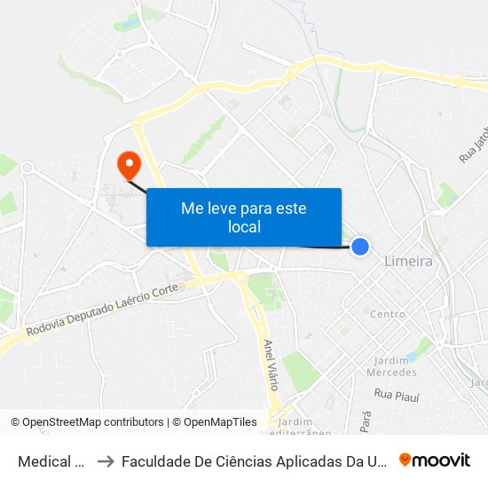 Medical B/C to Faculdade De Ciências Aplicadas Da Unicamp map