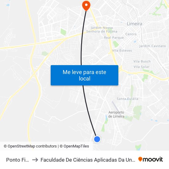 Ponto Final to Faculdade De Ciências Aplicadas Da Unicamp map