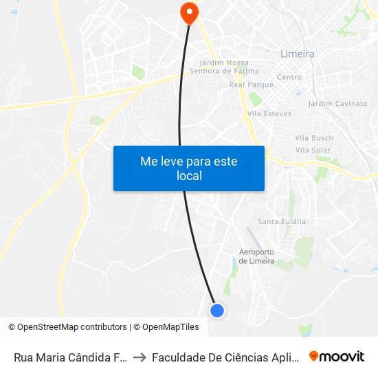 Rua Maria Cândida Fleuri, 219-423 to Faculdade De Ciências Aplicadas Da Unicamp map