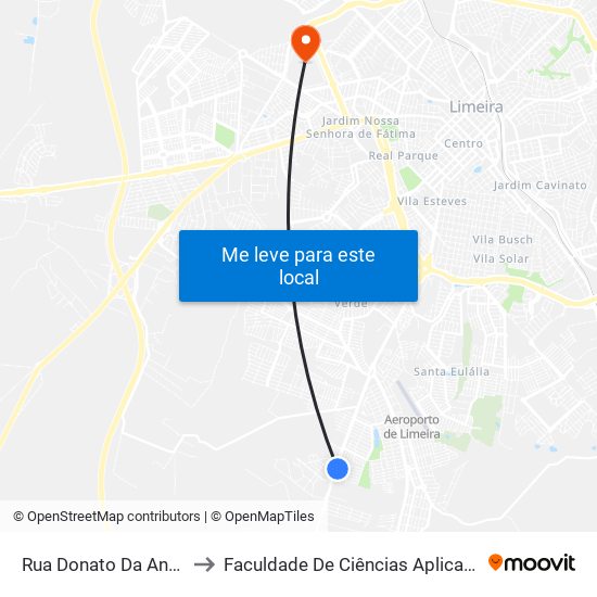 Rua Donato Da Andréia, 6435 to Faculdade De Ciências Aplicadas Da Unicamp map