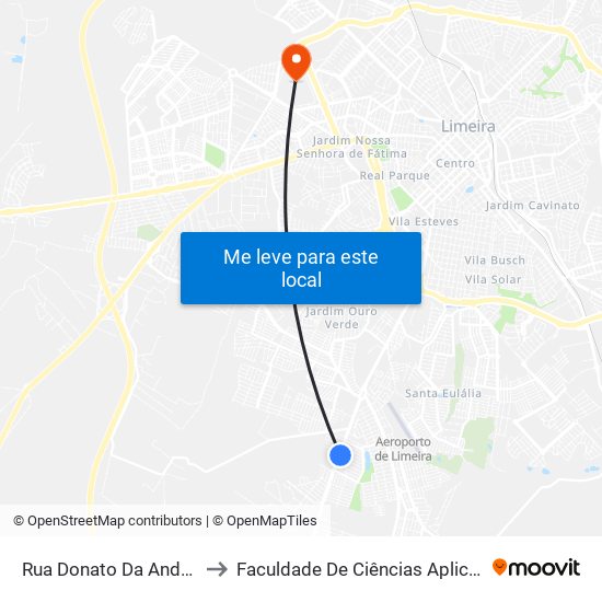 Rua Donato Da Andréia, 232-274 to Faculdade De Ciências Aplicadas Da Unicamp map