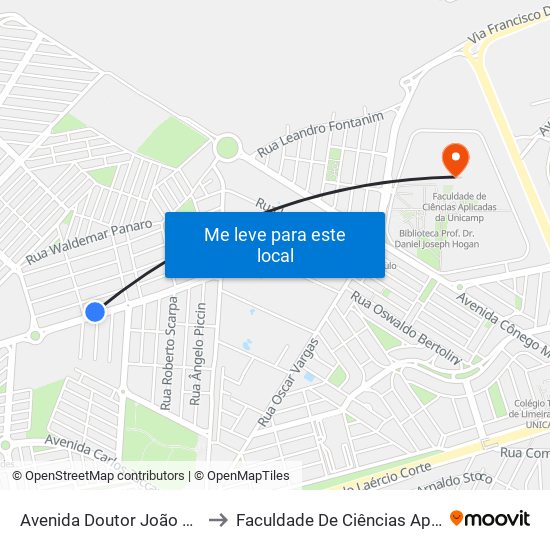 Avenida Doutor João Amaral Gama, 610 to Faculdade De Ciências Aplicadas Da Unicamp map