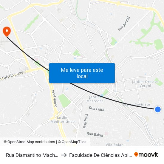 Rua Diamantino Machado Gomes, 387 to Faculdade De Ciências Aplicadas Da Unicamp map