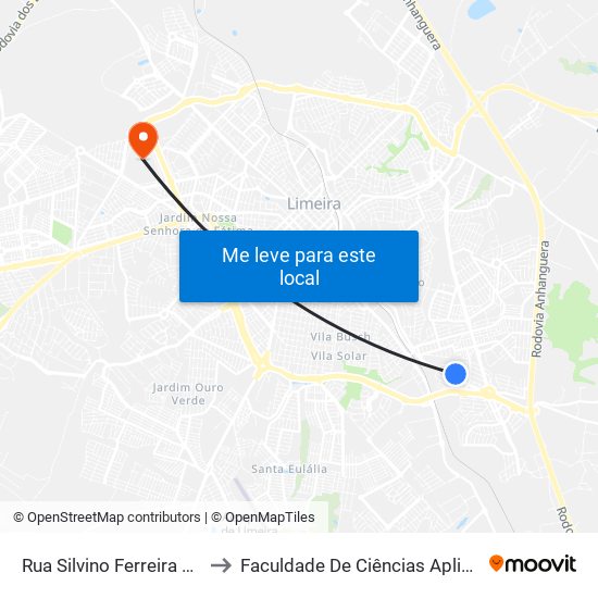 Rua Silvino Ferreira De Castro, 292 to Faculdade De Ciências Aplicadas Da Unicamp map