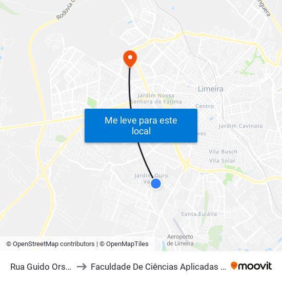 Rua Guido Orsi, 1053 to Faculdade De Ciências Aplicadas Da Unicamp map