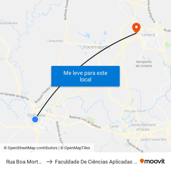 Rua Boa Morte, 1456 to Faculdade De Ciências Aplicadas Da Unicamp map