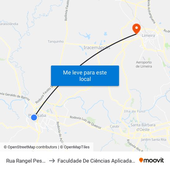 Rua Rangel Pestana, 94 to Faculdade De Ciências Aplicadas Da Unicamp map