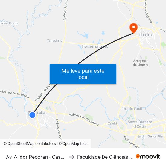 Av. Alidor Pecorari - Casa Do Turismo / Trenzinho to Faculdade De Ciências Aplicadas Da Unicamp map