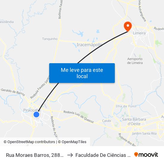 Rua Moraes Barros, 2884 - E.E. Alfredo Cardoso to Faculdade De Ciências Aplicadas Da Unicamp map