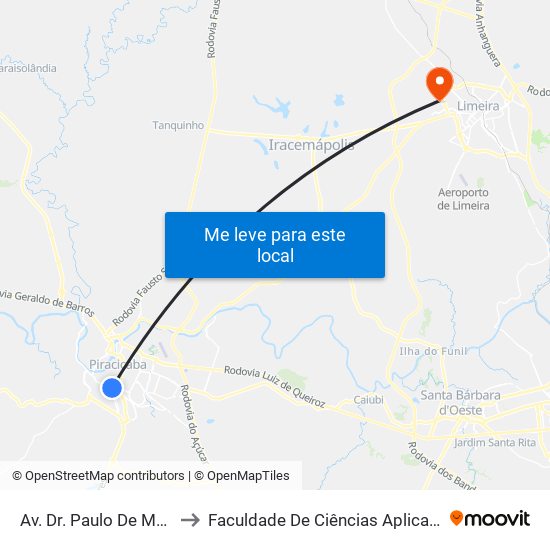 Av. Dr. Paulo De Moraes, 1773 to Faculdade De Ciências Aplicadas Da Unicamp map