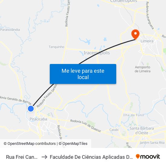 Rua Frei Caneca, 7 to Faculdade De Ciências Aplicadas Da Unicamp map