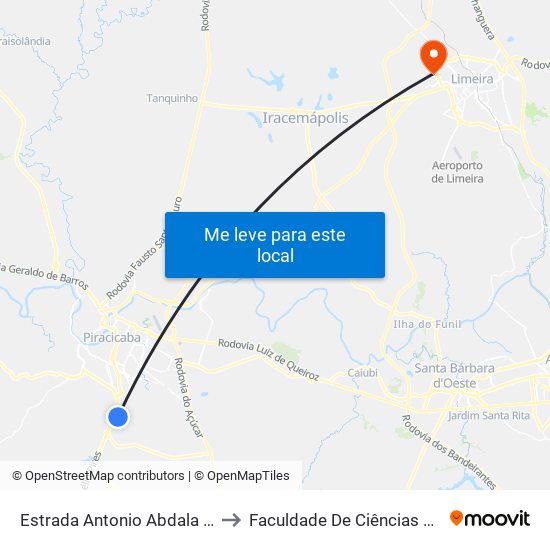 Estrada Antonio Abdala C/ Rua José Mastrodi to Faculdade De Ciências Aplicadas Da Unicamp map