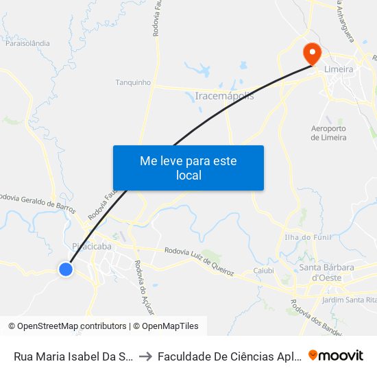 Rua Maria Isabel Da Silva Mattos, 651 to Faculdade De Ciências Aplicadas Da Unicamp map