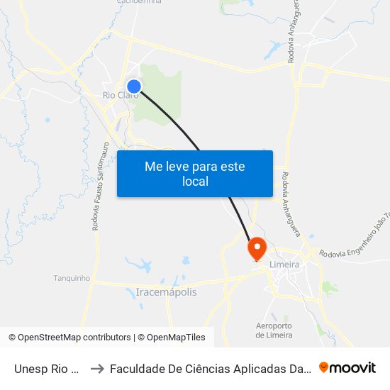 Unesp Rio Claro to Faculdade De Ciências Aplicadas Da Unicamp map