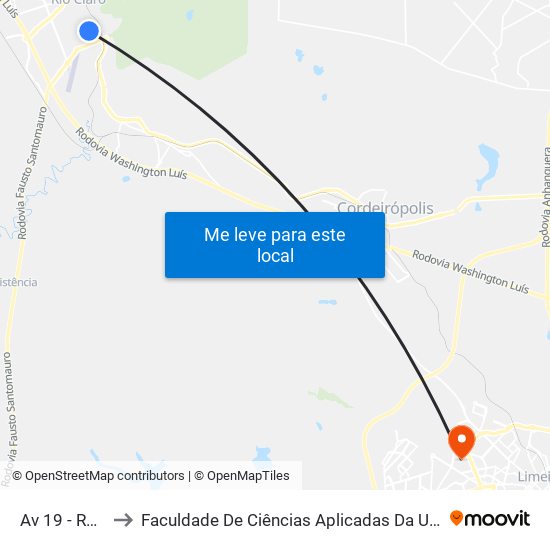 Av 19 - Rua 3 to Faculdade De Ciências Aplicadas Da Unicamp map