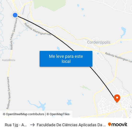 Rua 1jg - Av 9jg to Faculdade De Ciências Aplicadas Da Unicamp map