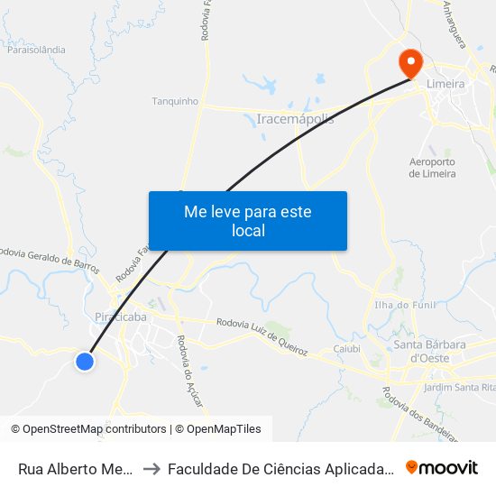 Rua Alberto Meme, 653 to Faculdade De Ciências Aplicadas Da Unicamp map