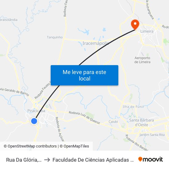 Rua Da Glória, 2829 to Faculdade De Ciências Aplicadas Da Unicamp map
