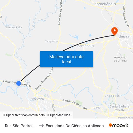 Rua São Pedro, 246-286 to Faculdade De Ciências Aplicadas Da Unicamp map
