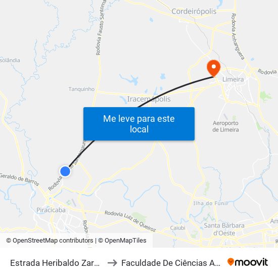 Estrada Heribaldo Zardetto De Toledo, 11 to Faculdade De Ciências Aplicadas Da Unicamp map