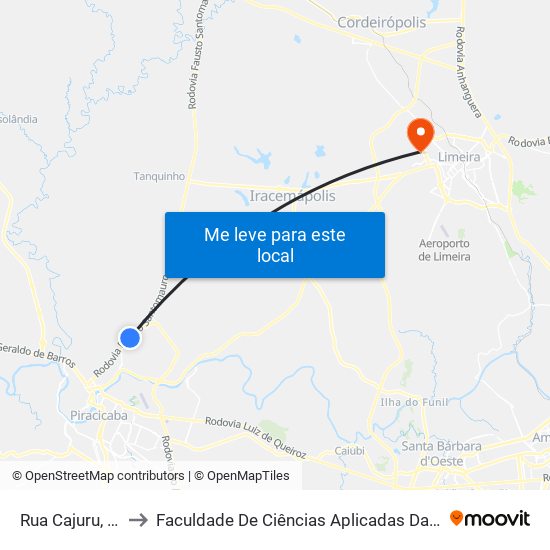 Rua Cajuru, 1-67 to Faculdade De Ciências Aplicadas Da Unicamp map