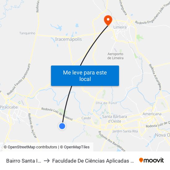 Bairro Santa Isabel to Faculdade De Ciências Aplicadas Da Unicamp map