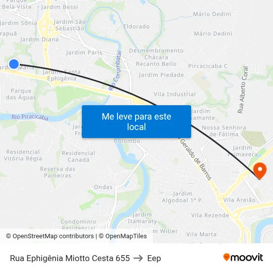 Rua Ephigênia Miotto Cesta 655 to Eep map