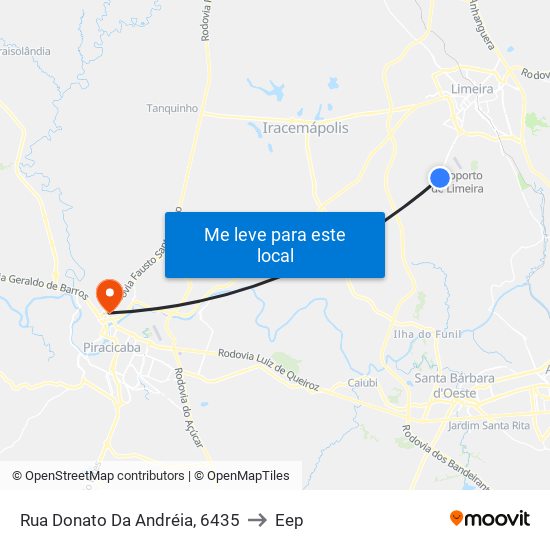 Rua Donato Da Andréia, 6435 to Eep map