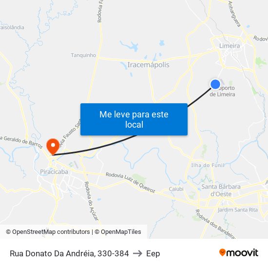 Rua Donato Da Andréia, 330-384 to Eep map