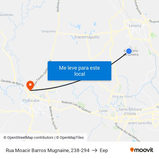 Rua Moacir Barros Mugnaine, 238-294 to Eep map