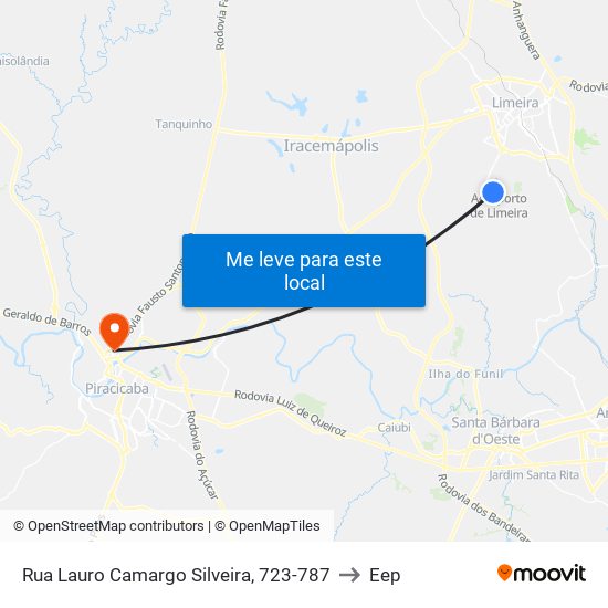Rua Lauro Camargo Silveira, 723-787 to Eep map
