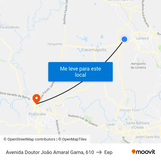 Avenida Doutor João Amaral Gama, 610 to Eep map