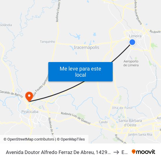 Avenida Doutor Alfredo Ferraz De Abreu, 1429-1599 to Eep map