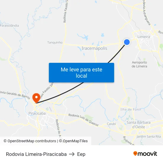Rodovia Limeira-Piracicaba to Eep map