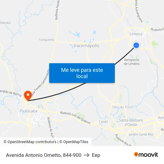 Avenida Antonio Ometto, 844-900 to Eep map