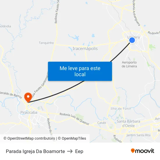 Parada Igreja Da Boamorte to Eep map