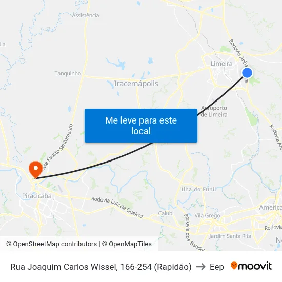 Rua Joaquim Carlos Wissel, 166-254  (Rapidão) to Eep map