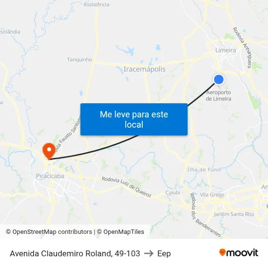 Avenida Claudemiro Roland, 49-103 to Eep map