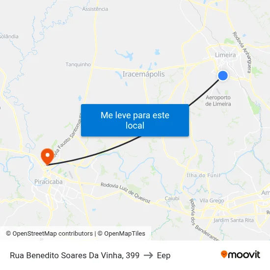 Rua Benedito Soares Da Vinha, 399 to Eep map