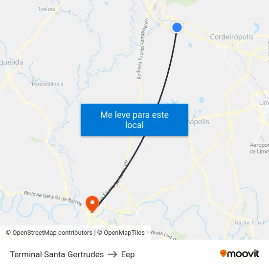 Terminal Santa Gertrudes to Eep map