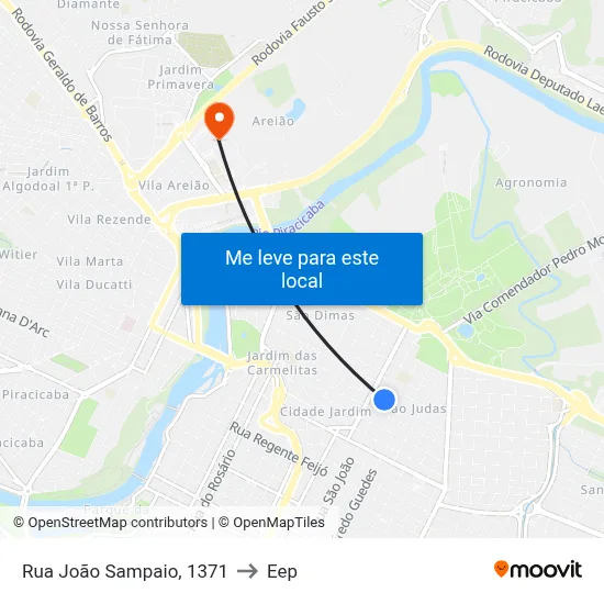 Rua João Sampaio, 1371 to Eep map