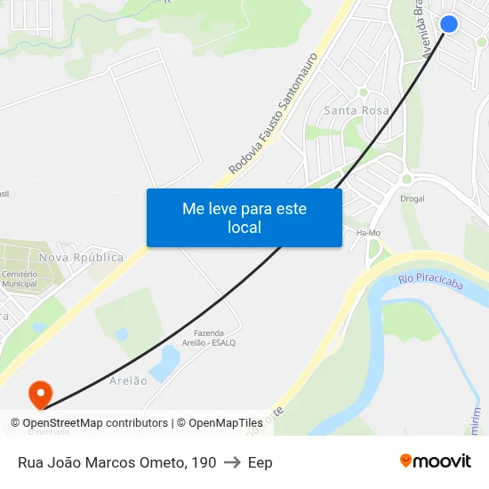 Rua João Marcos Ometo, 190 to Eep map