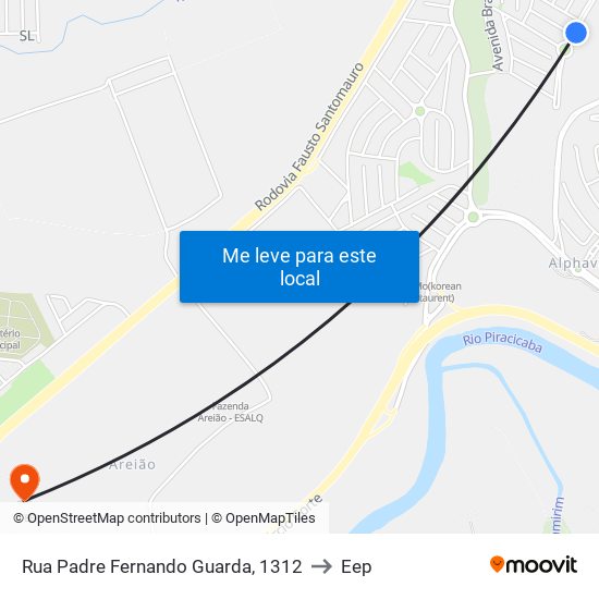 Rua Padre Fernando Guarda, 1312 to Eep map