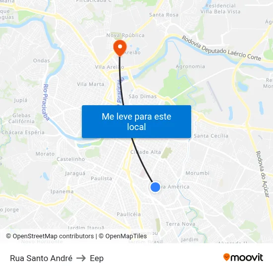 Rua Santo André to Eep map