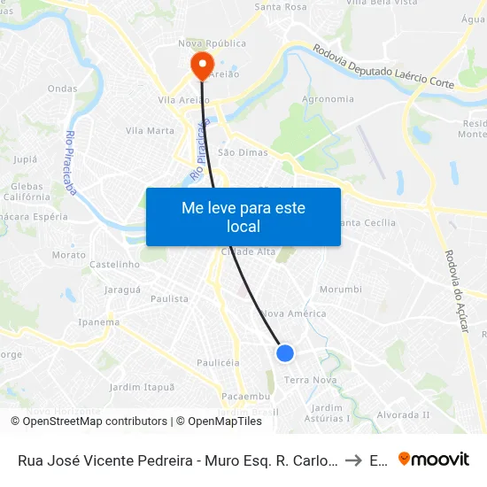 Rua José Vicente Pedreira - Muro Esq. R. Carlos Cossa to Eep map