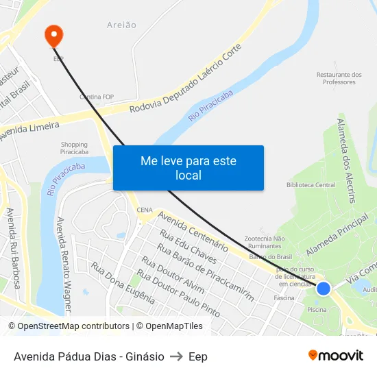 Avenida Pádua Dias - Ginásio to Eep map
