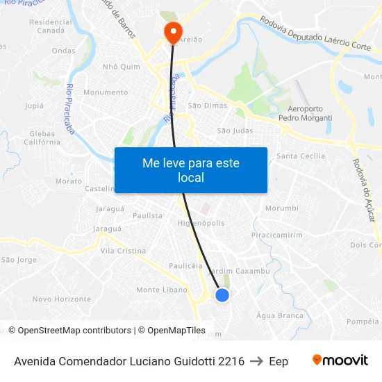 Avenida Comendador Luciano Guidotti 2216 to Eep map